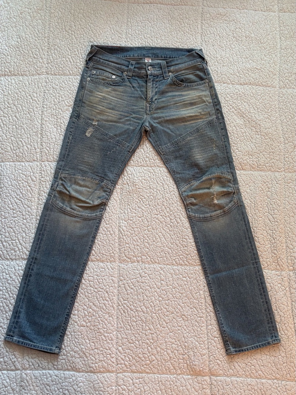 True Religion Men's Skinny Fit Distressed Blue Jeans Size 33